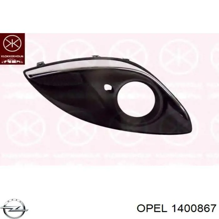 1400867 Opel rejilla de antinieblas delantera derecha