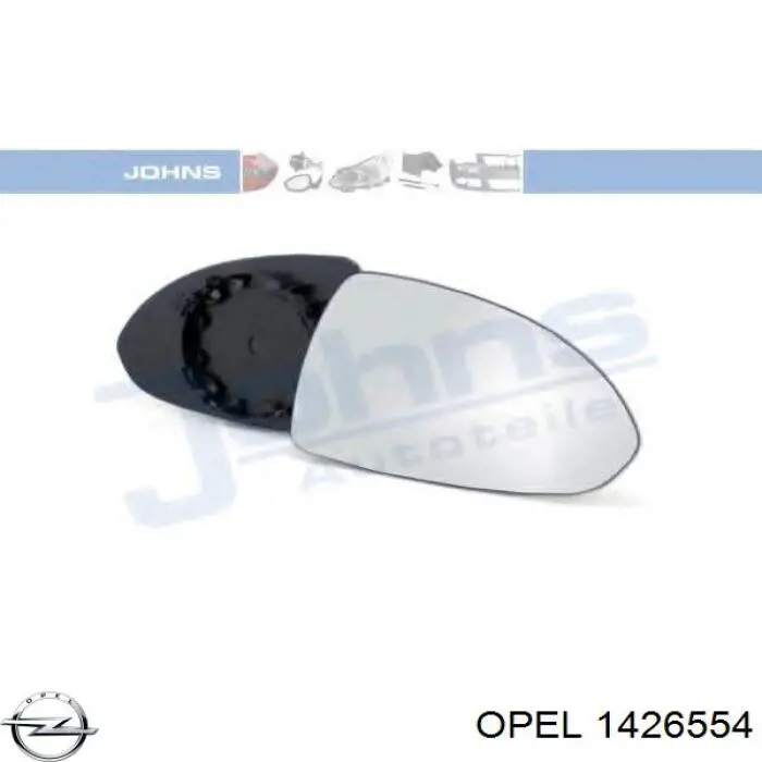 Cristal de espejo retrovisor derecho 1426554 Opel