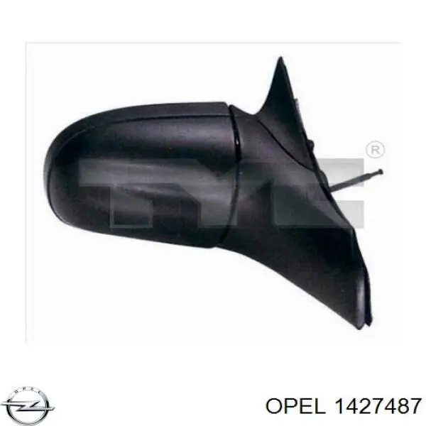 Cristal de espejo retrovisor exterior izquierdo 90513200 Opel