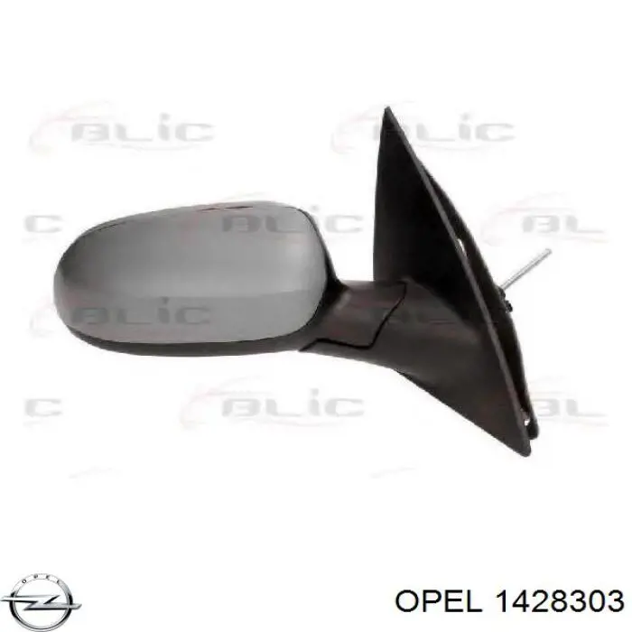 1428303 Opel cristal de espejo retrovisor exterior derecho