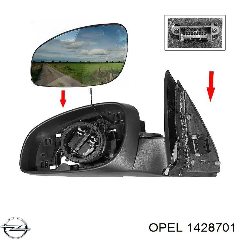 Cristal de espejo retrovisor exterior izquierdo Opel 1428701 precio, desde 13,44 EUR
