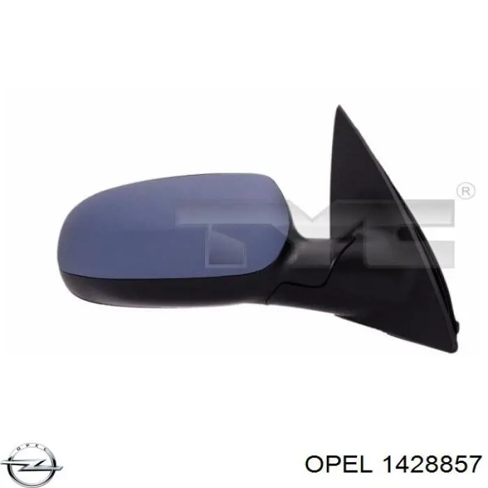 1428857 Opel cristal de espejo retrovisor exterior derecho