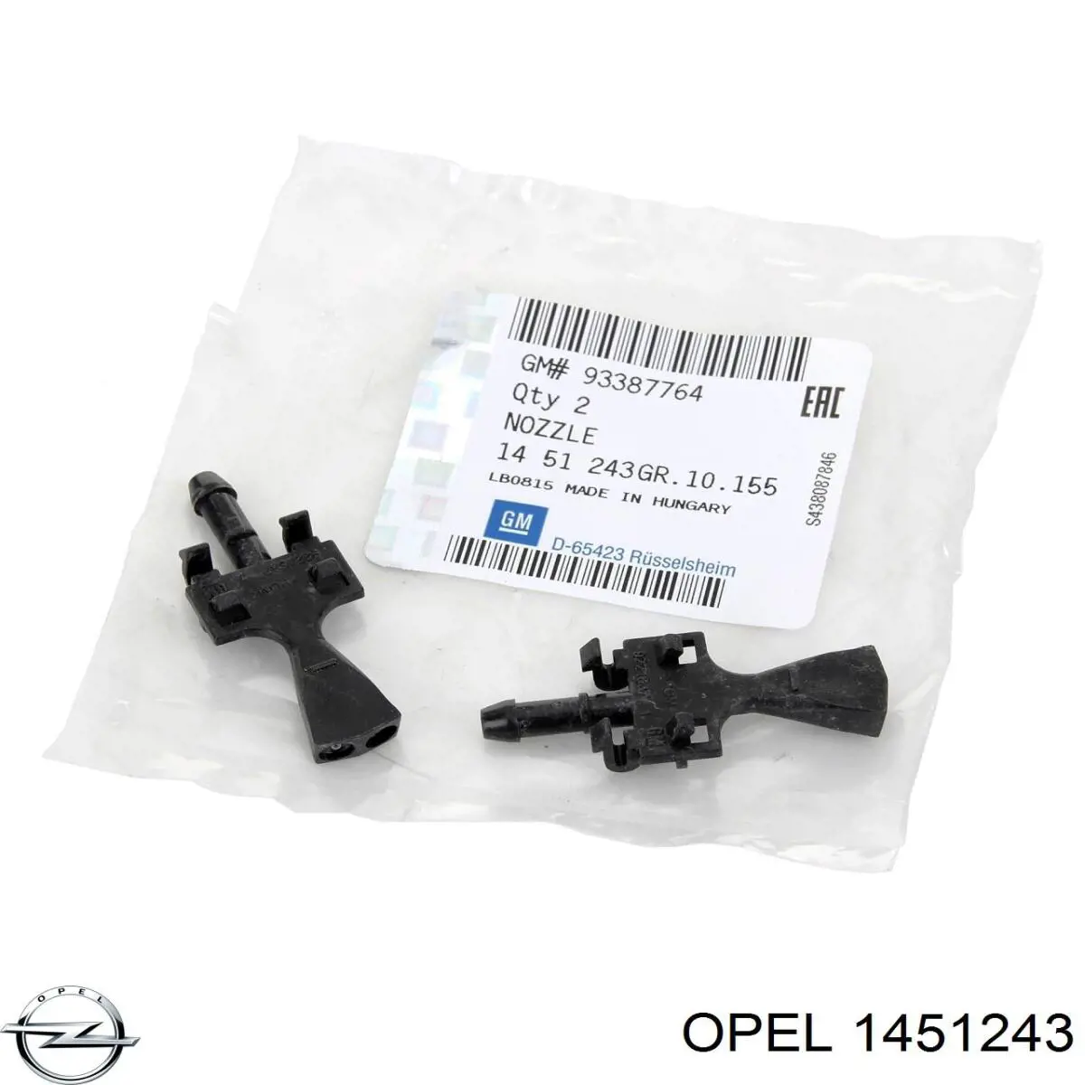 1451243 Opel tobera de agua regadora, lavado de parabrisas