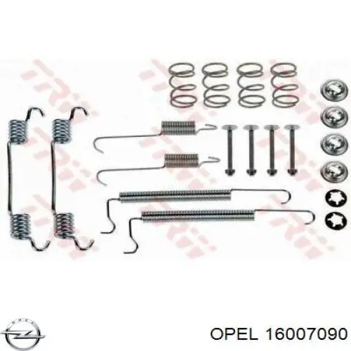 16007090 Opel kit de montaje, zapatas de freno traseras