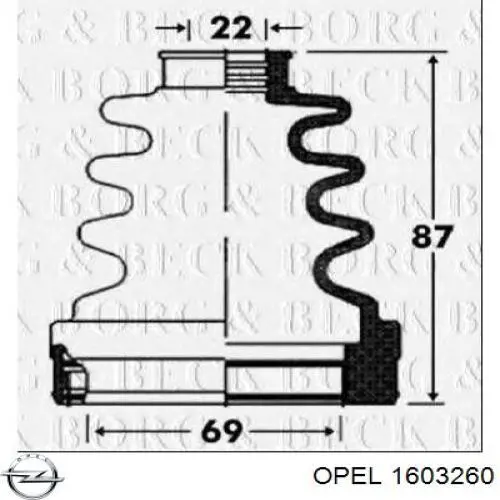 1603260 Opel fuelle, árbol de transmisión delantero interior