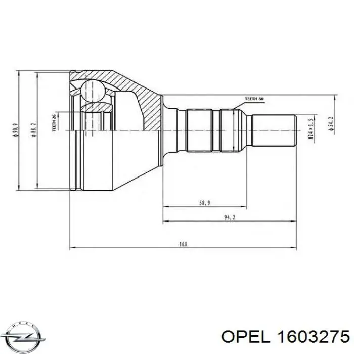 1603275 Opel junta homocinética exterior delantera