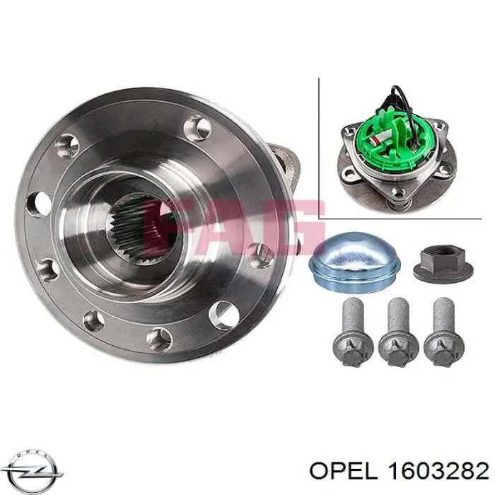 1603282 Opel cubo de rueda delantero