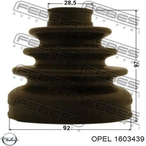 1603439 Opel fuelle, árbol de transmisión delantero interior