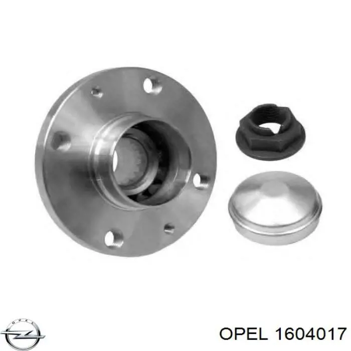 1604017 Opel cubo de rueda trasero