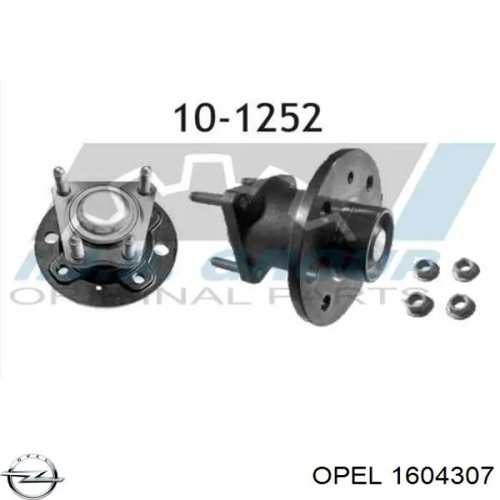 1604307 Opel cubo de rueda trasero