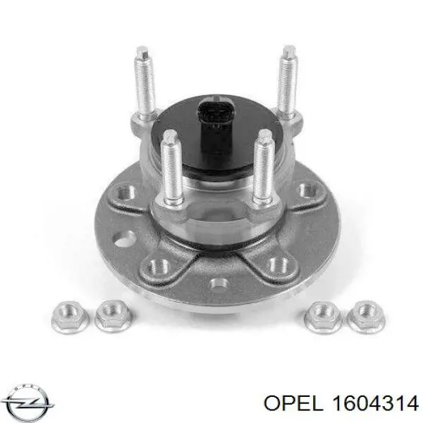 1604314 Opel cubo de rueda trasero