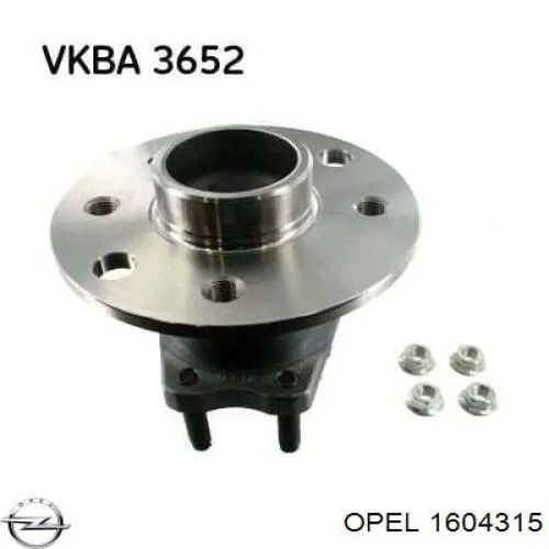 Cubo de rueda trasero 1604315 Opel