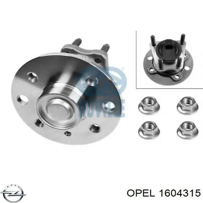 1604315 Opel Buje de rueda trasero