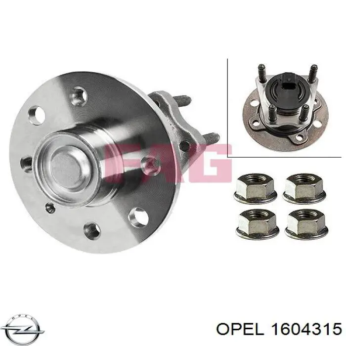 Comprar 1604315 Opel Cubo de rueda, Eje trasero