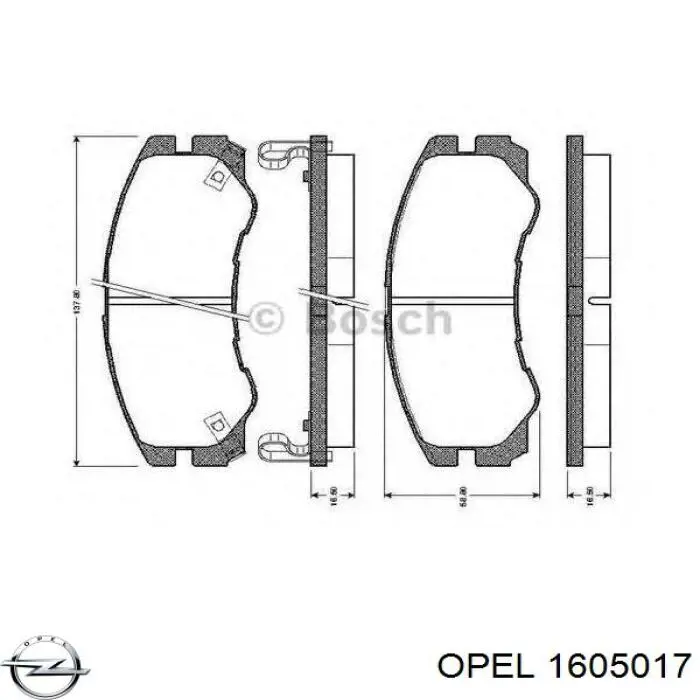 1605017 Opel pastillas de freno delanteras