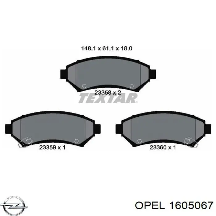 Comprar 1605067 Opel Pastillas delanteras de freno