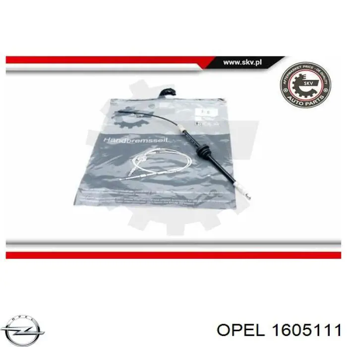 1605111 Opel cable de freno de mano delantero