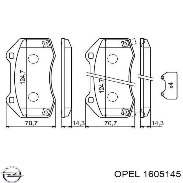 1605145 Opel pastillas de freno traseras