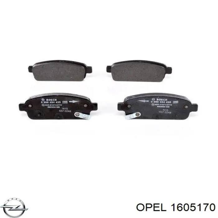 1605170 Opel pastillas de freno traseras