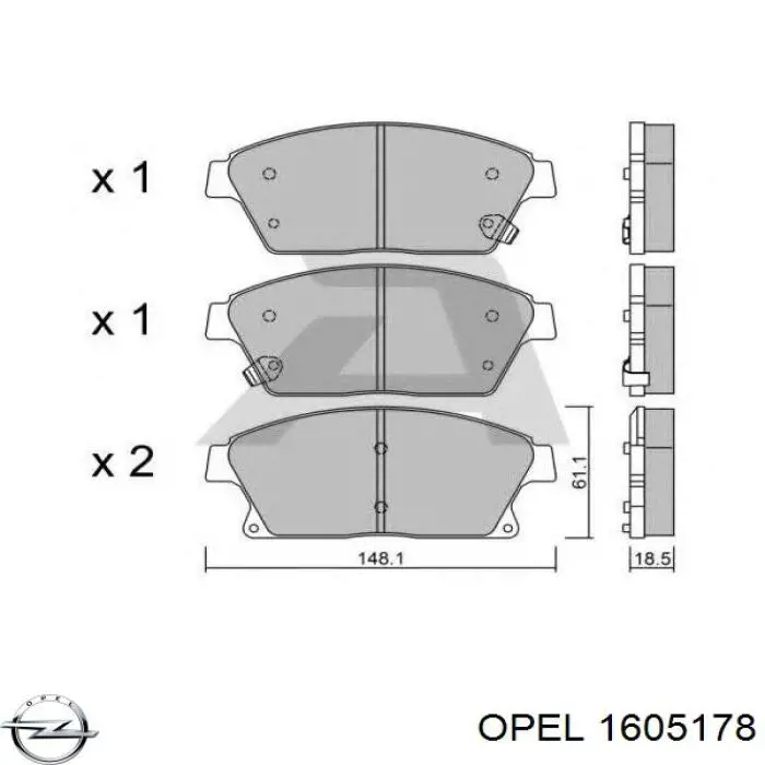 1605178 Opel pastillas de freno delanteras