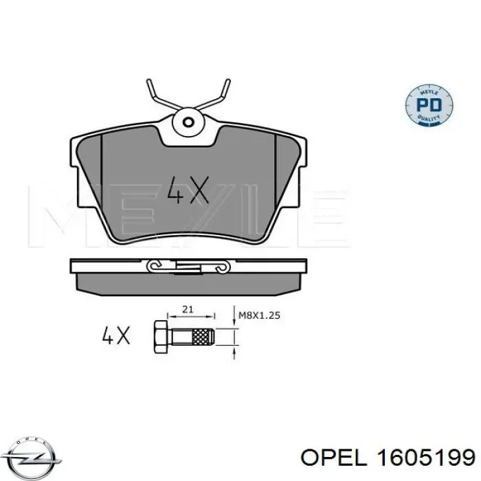 Pastillas traseras Opel 1605199