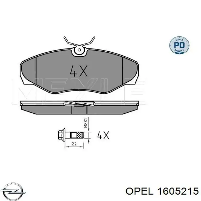 1605215 Opel pastillas de freno delanteras