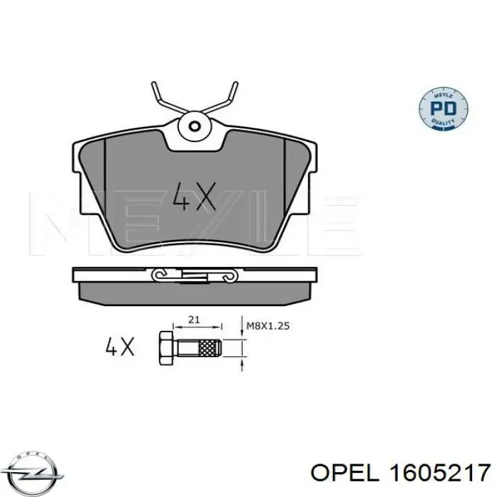 1605217 Opel pastillas de freno delanteras