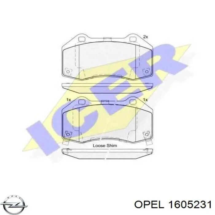 1605231 Opel pastillas de freno traseras
