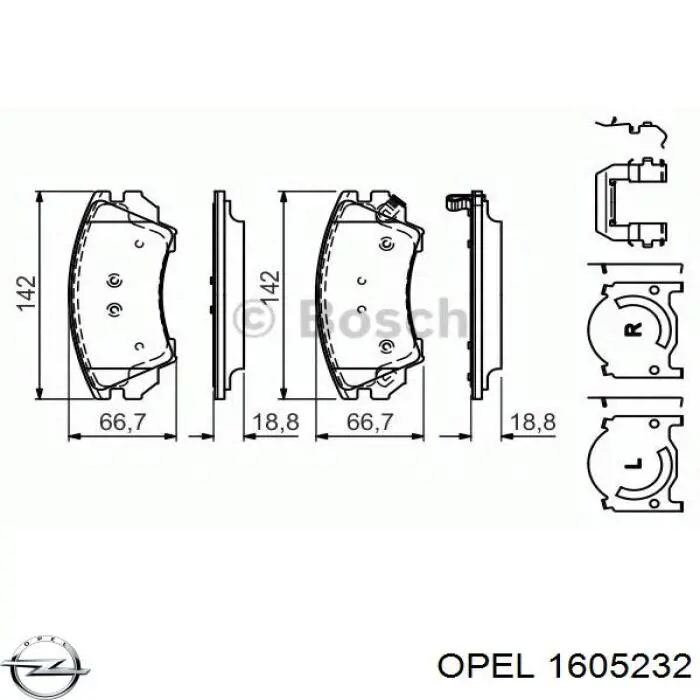 1605232 Opel pastillas de freno delanteras