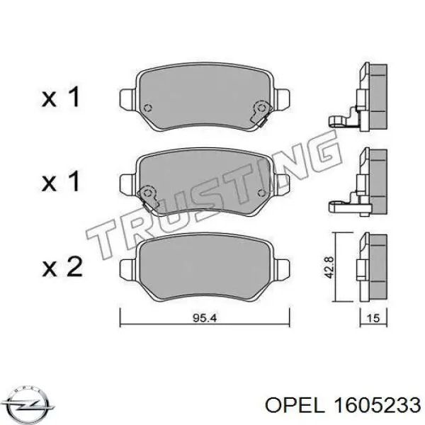 Comprar 1605233 Opel Pastillas de freno traseras