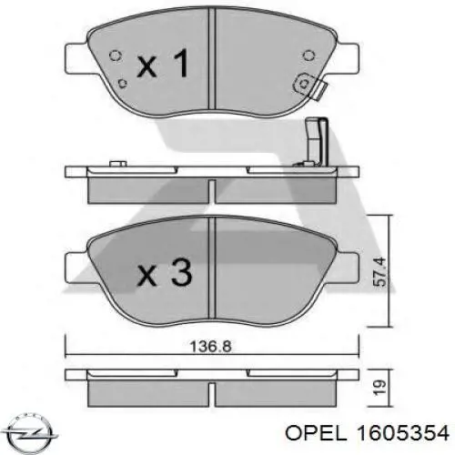 1605354 Opel pastillas de freno delanteras