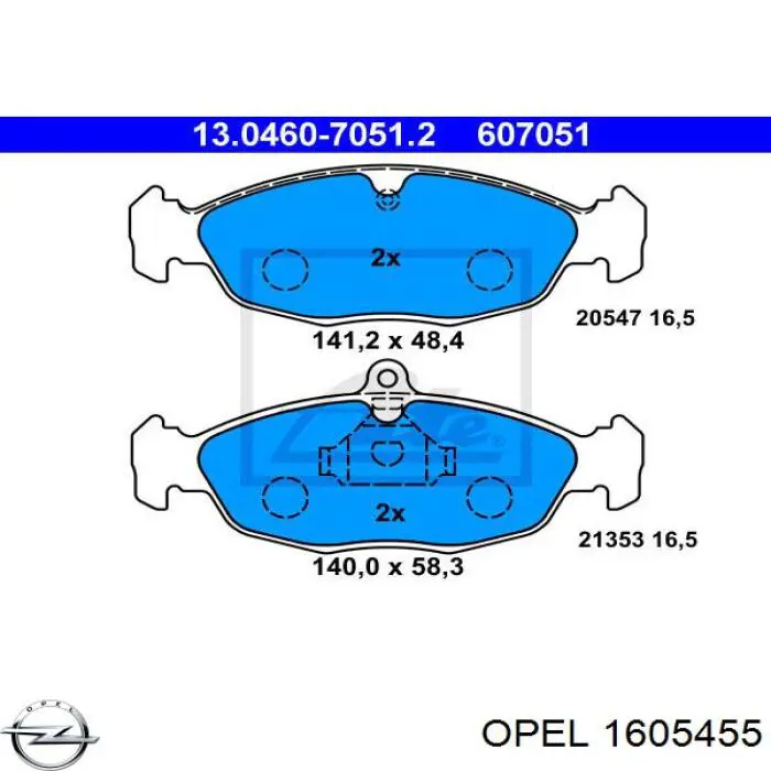 1605455 Opel pastillas de freno delanteras