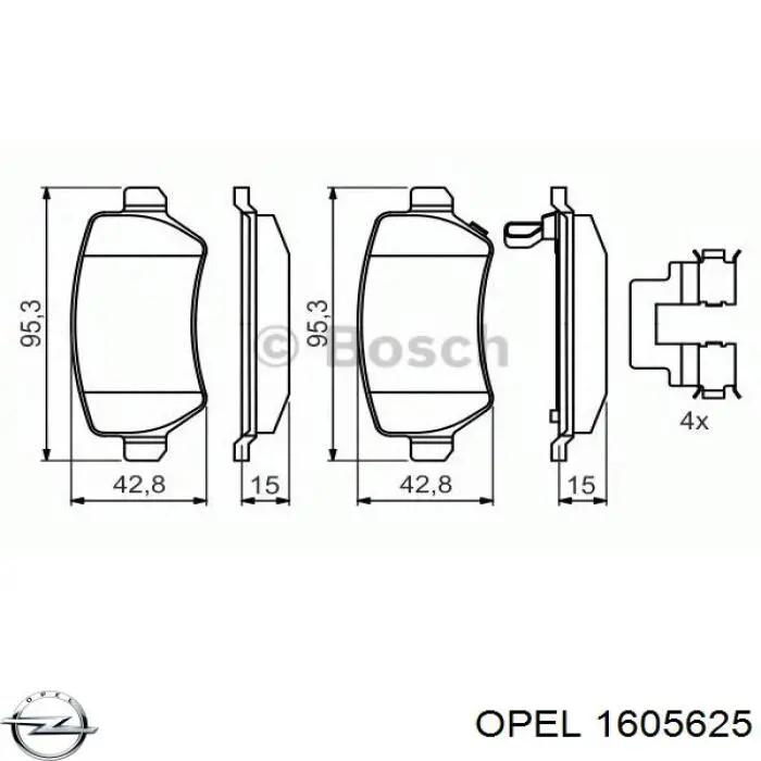 1605625 Opel pastillas de freno traseras