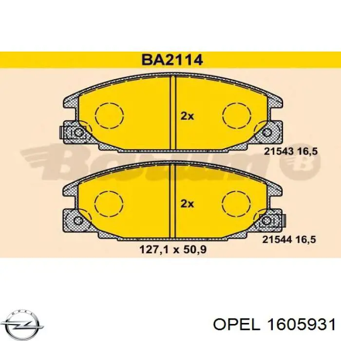 1605931 Opel pastillas de freno delanteras