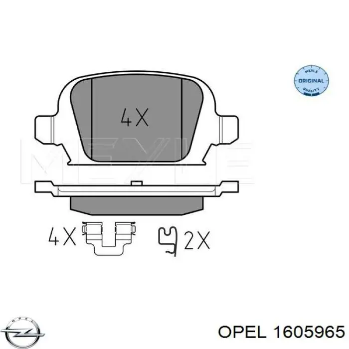 Comprar 1605965 Opel Pastillas de freno traseras