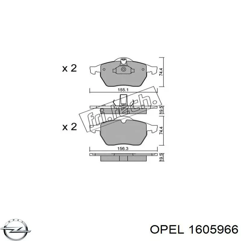 1605966 Opel pastillas de freno delanteras