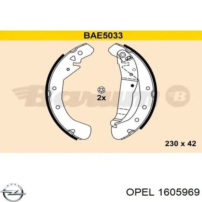 1605969 Opel zapatas de frenos de tambor traseras