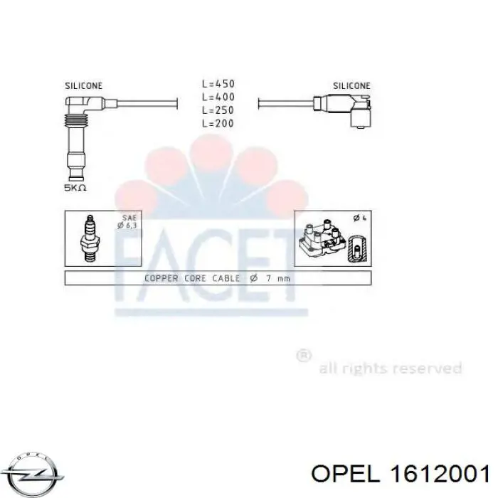 1612001 Opel cables de bujías