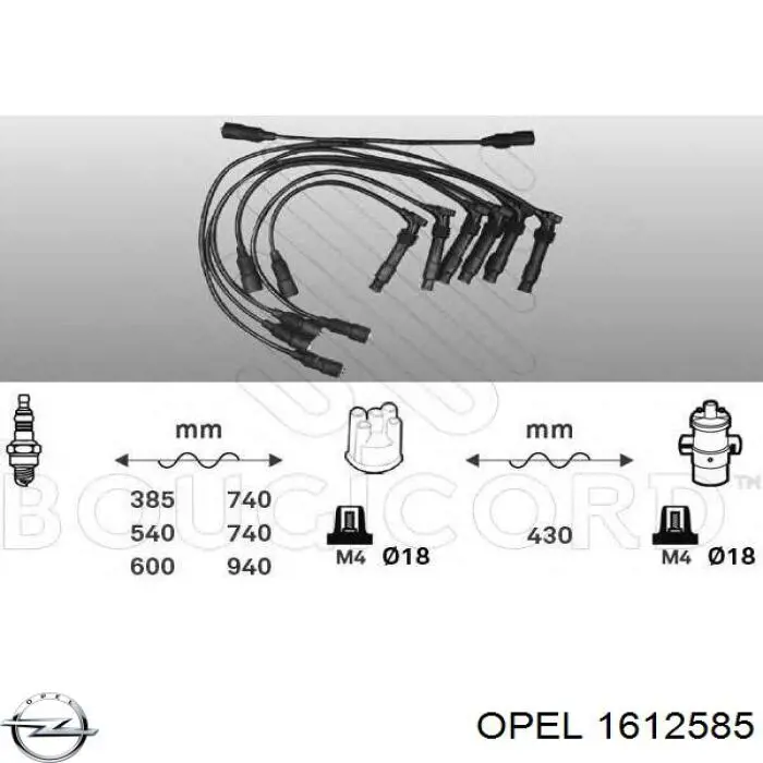 1612585 Opel cables de bujías