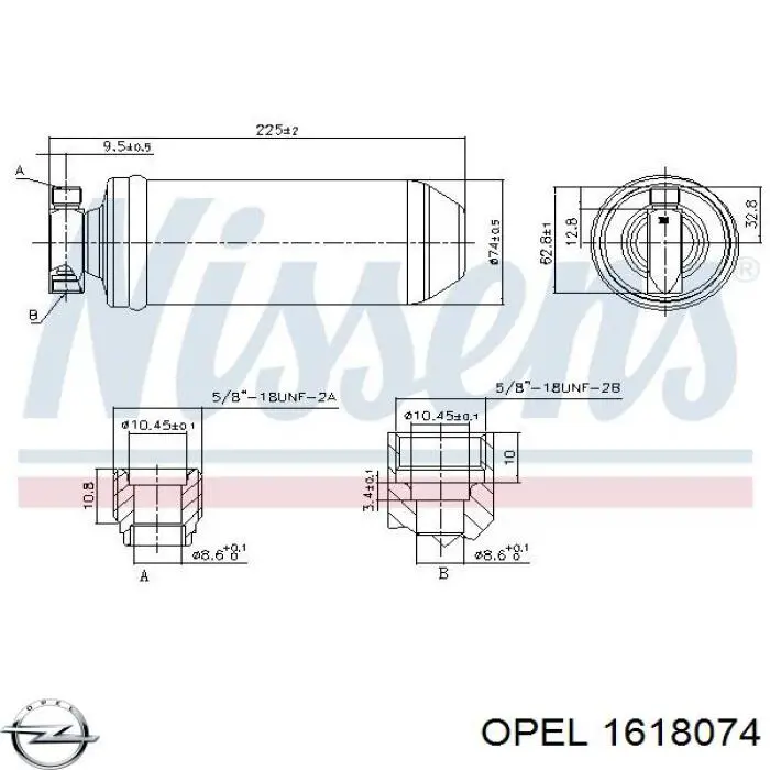 1618074 Opel receptor-secador del aire acondicionado