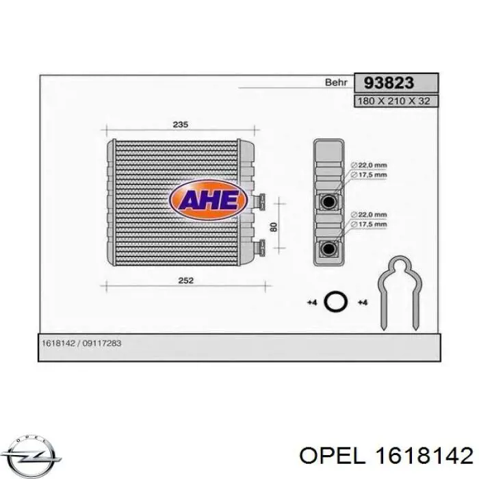 1618142 Opel radiador de calefacción