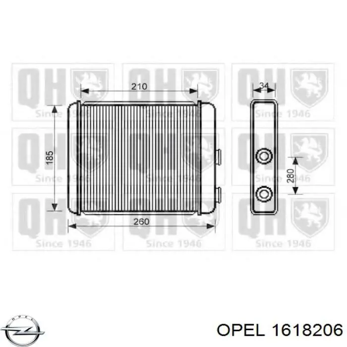 1618206 Opel radiador de calefacción