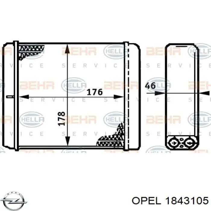 1843105 Opel radiador de calefacción