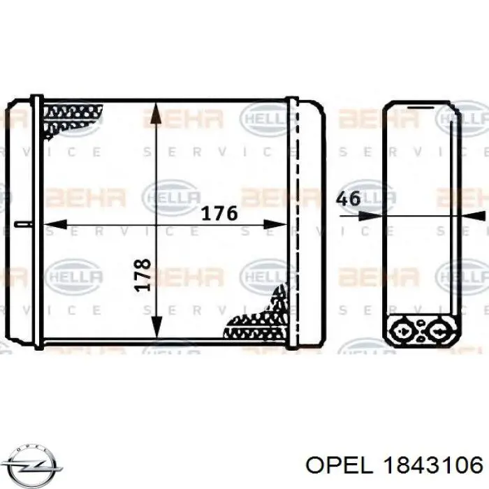 1843106 Opel radiador de calefacción