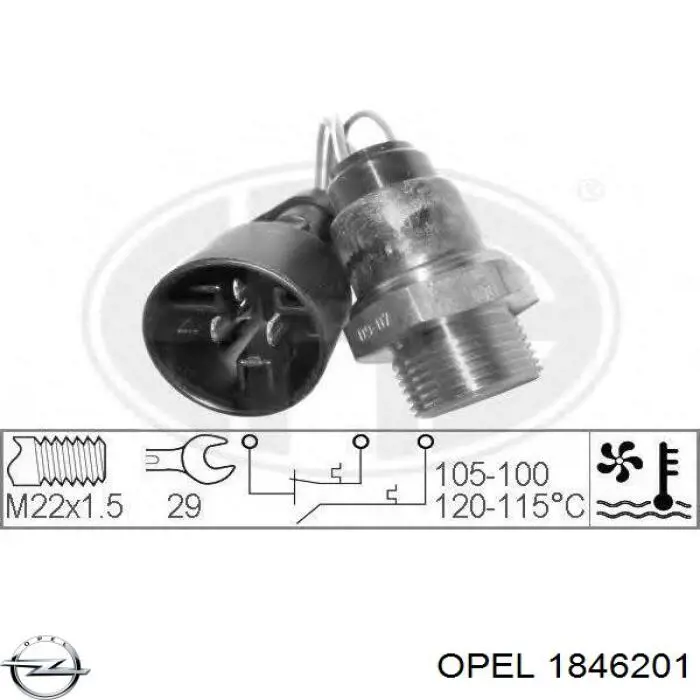 1846201 Opel sensor, temperatura del refrigerante (encendido el ventilador del radiador)