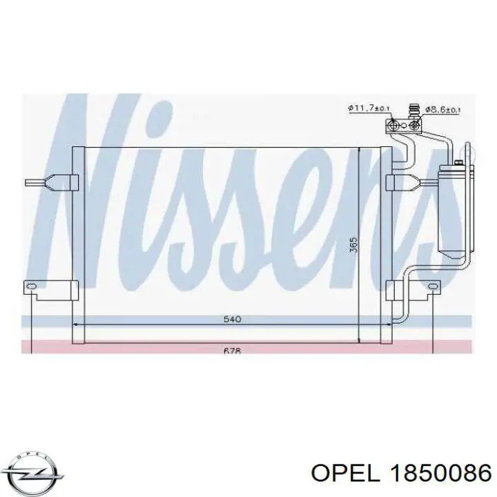 Condensador aire acondicionado 1850086 Opel
