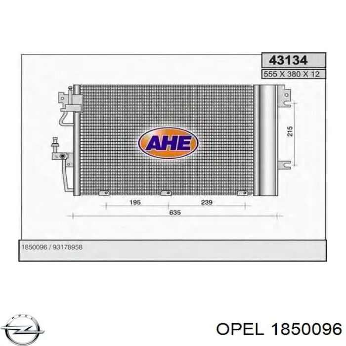 Comprar 1850096 Opel Condensador de aire acondicionado
