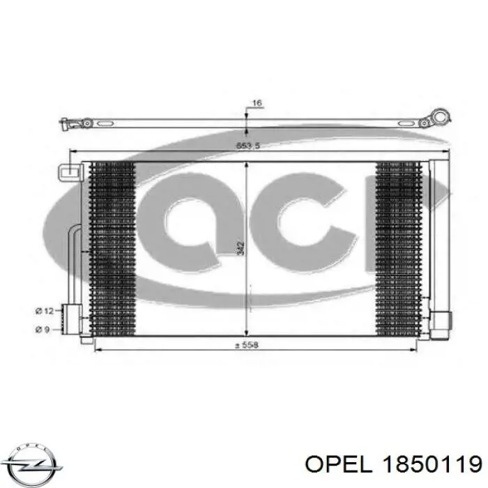 1850119 Opel condensador aire acondicionado