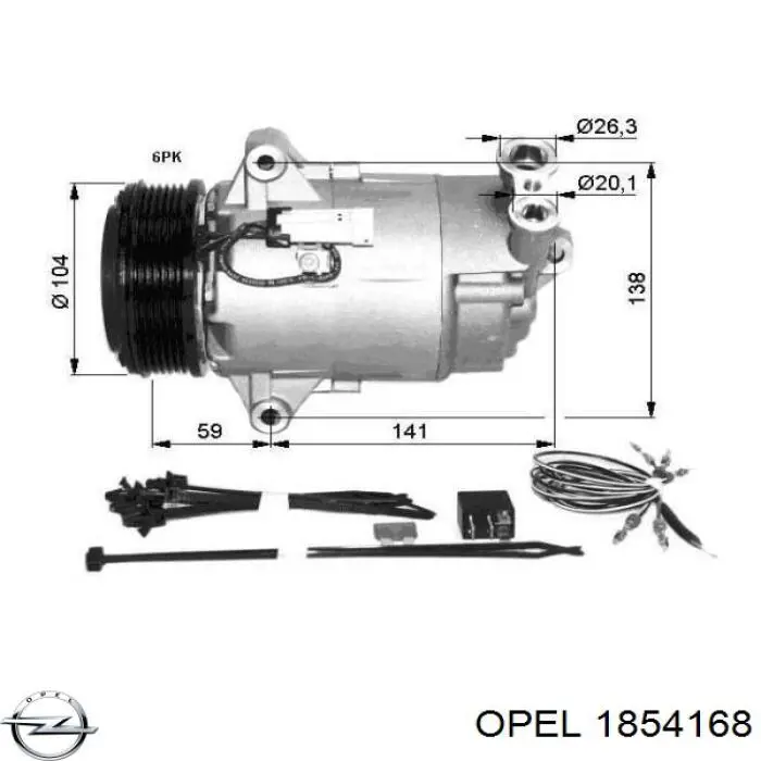 Compresor de aire acondicionado 1854168 Opel