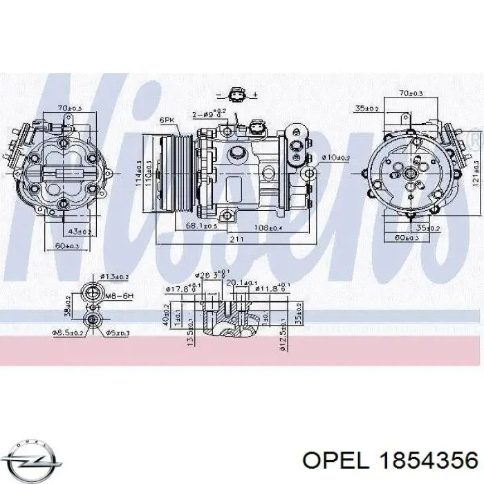 1854356 Opel compresor de aire acondicionado